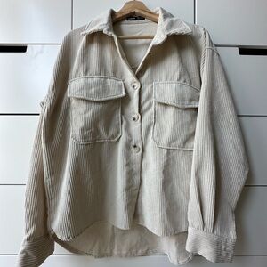 Oversized Corduroy Button Down Top